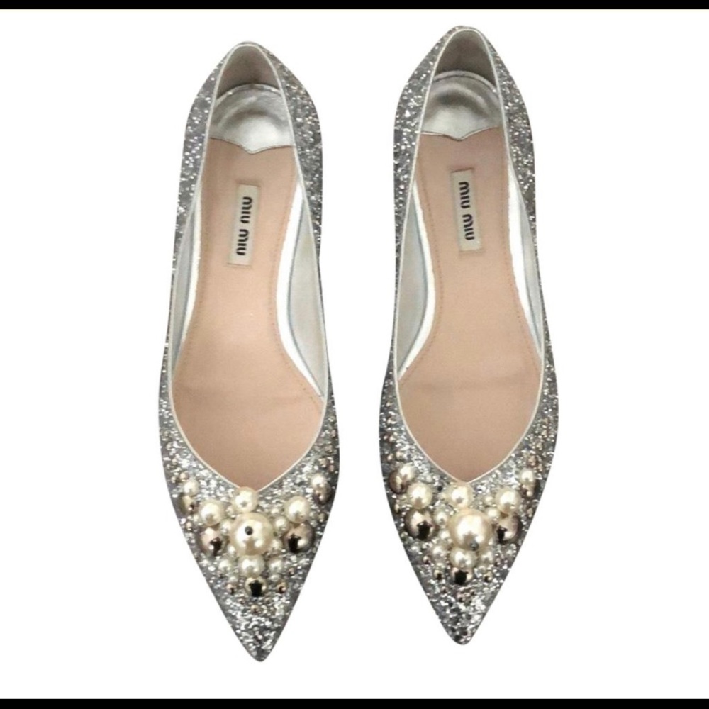 Miu Miu Glitter Flats-size eur 40 fit like 9.5